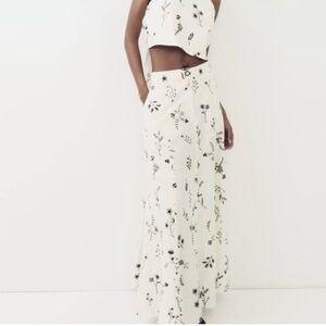 Zara White Floral Two-Piece Set with Botanic Print